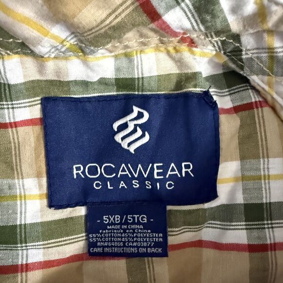 Rocawear Mens 5XB Multicolor Check Long Sleeve Button-Front Shirt Y2K Streetwear - Picture 4 of 5